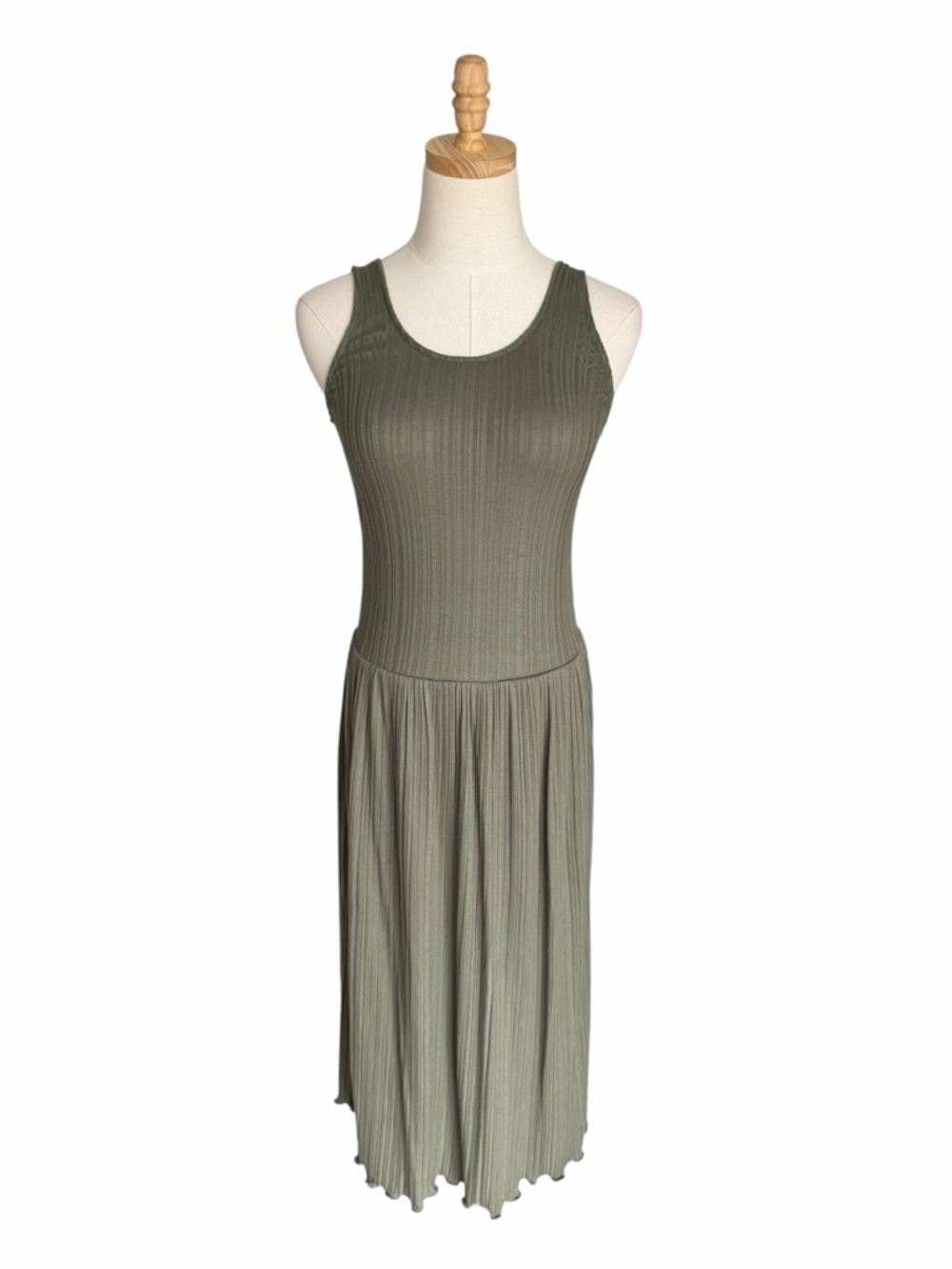 Everlane The Rib Soft Knit Scoop Neck Dress Olive Green Size XS - Picture 5 of 11
